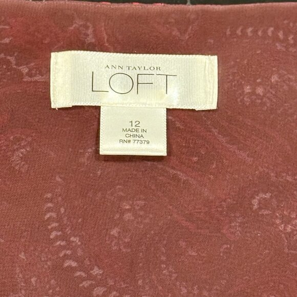 Y2K LOFT Babydoll Womens Size 12 Burgundy Paisley Romance Satin Ruffle Cami Top - Picture 6 of 10